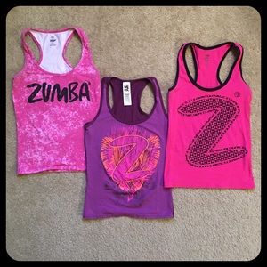 Zumba Wear Racerback Tank Tops pink and purple